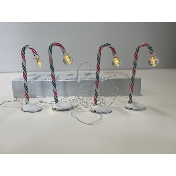 Department 56 North Pole Candy Cane Lamp Posts Heritage Village Set of 4 - Picture 5 of 7